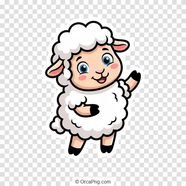 Waving Cartoon Lamb
