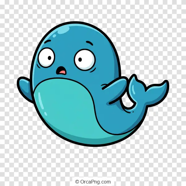 Startled Blue Whale Cartoon