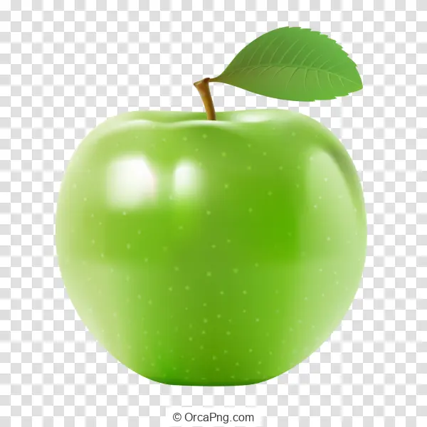 Crisp Green Apple with Leaf