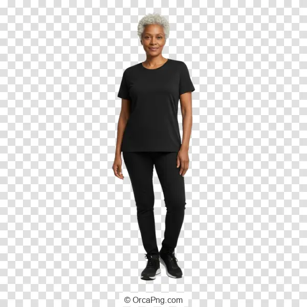 Confident Mature Woman in Black Activewear