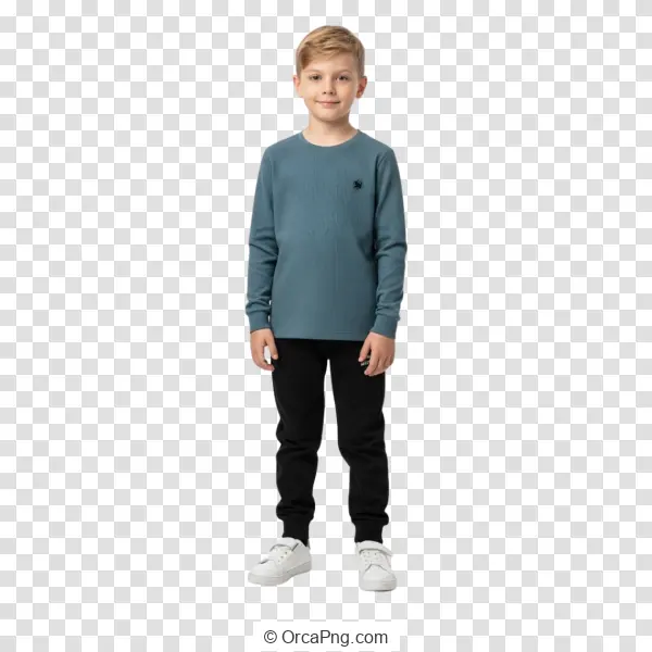 Confident Young Boy in Casual Wear