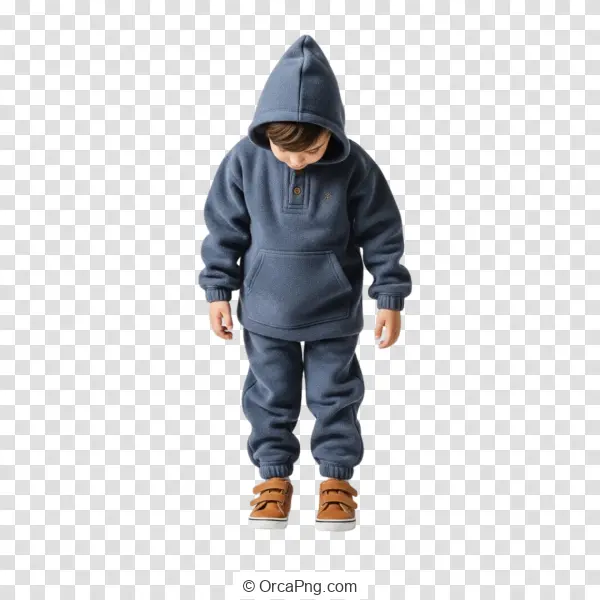 Shy Comfort: Child in Blue Loungewear