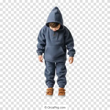 Shy Comfort: Child in Blue Loungewear