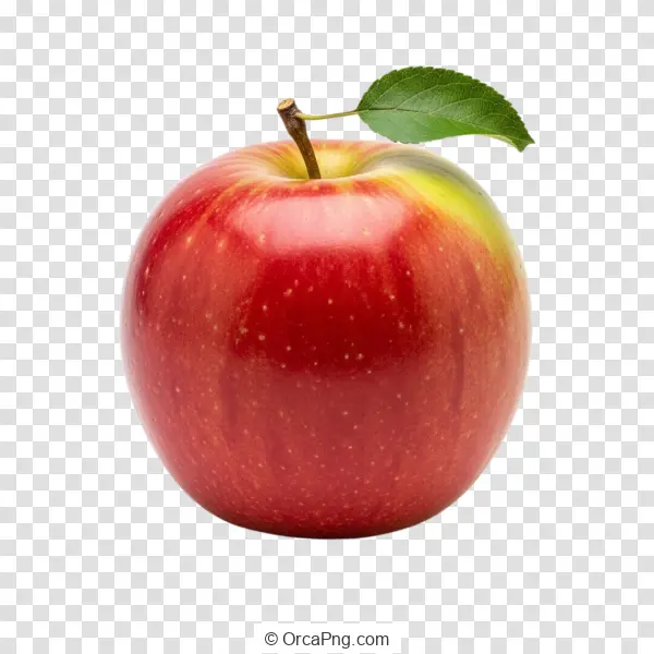 Crisp Red Apple with Leaf