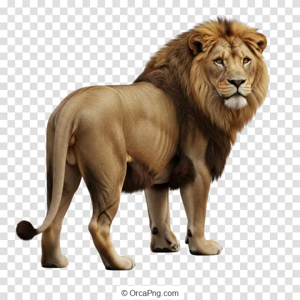 A Lion Standing at a Subtle Rear Angle