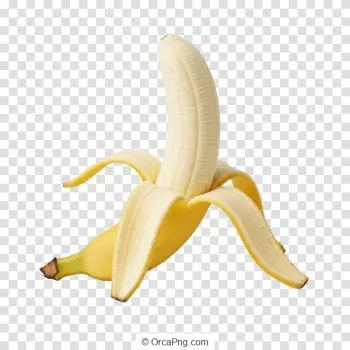 Ripe Banana, Partially Peeled