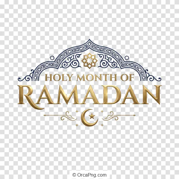 Ornate Golden Ramadan Greeting Emblem