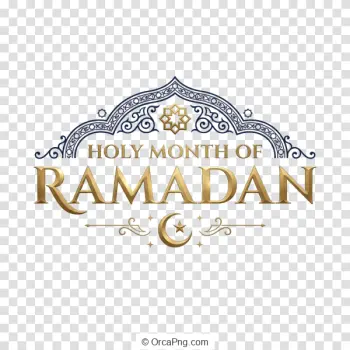 Ornate Golden Ramadan Greeting Emblem