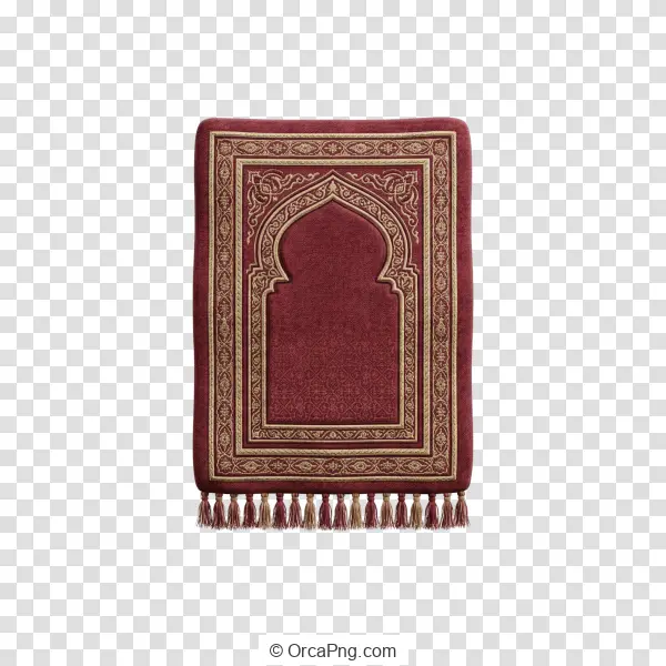 Ornate Maroon Islamic Prayer Rug