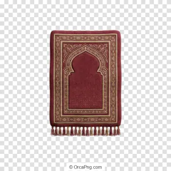 Ornate Maroon Islamic Prayer Rug