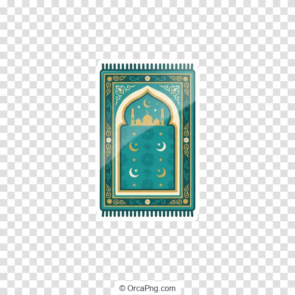 Ornate Teal Islamic Prayer Rug