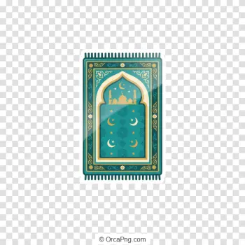 Ornate Teal Islamic Prayer Rug