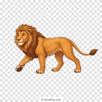 Friendly Cartoon Lion Walking