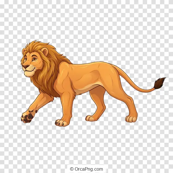 Friendly Cartoon Lion Striding