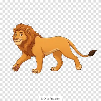 Friendly Cartoon Lion Walking