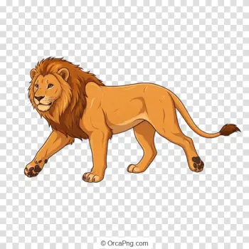 Confident Cartoon Lion Stride