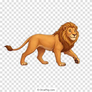 Majestic Cartoon Lion Striding