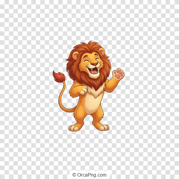 Friendly Waving Cartoon Lion