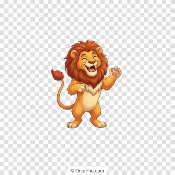 Friendly Waving Cartoon Lion