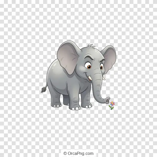 Charming Cartoon Elephant with Flower