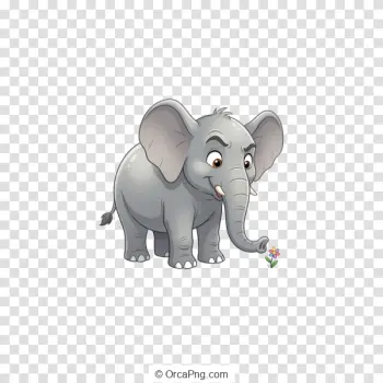 Charming Cartoon Elephant with Flower