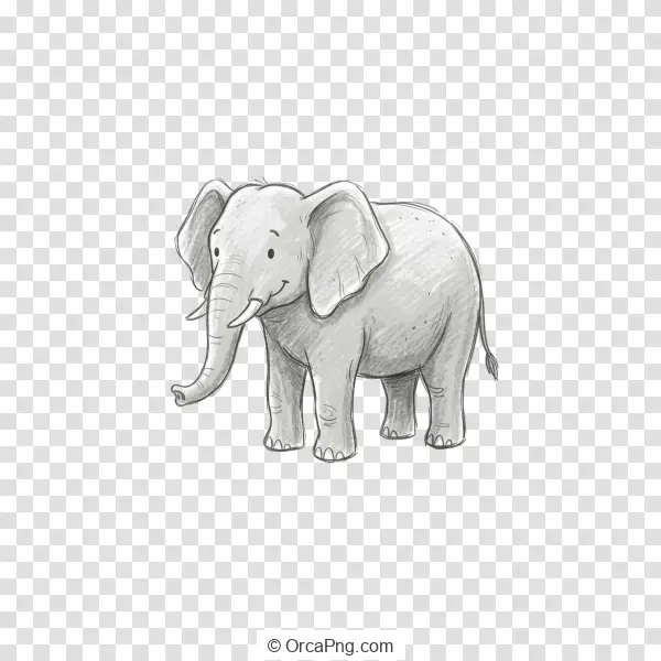 Playful Grey Elephant Illustration