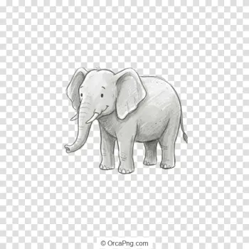 Playful Grey Elephant Illustration