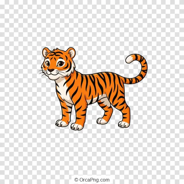 Charming Striped Tiger Cub Illustration
