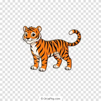 Charming Striped Tiger Cub Illustration