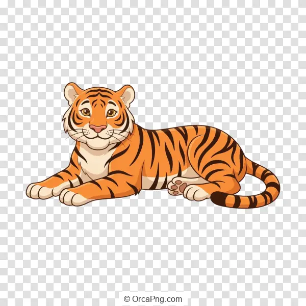 Playful Cartoon Tiger Resting