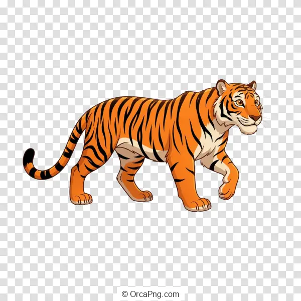 Vibrant Striped Tiger Stroll