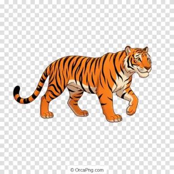Vibrant Striped Tiger Stroll