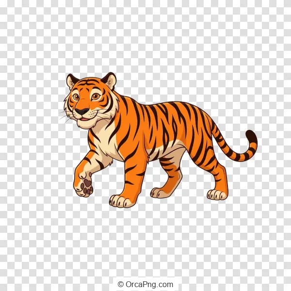 Friendly Cartoon Tiger Walking