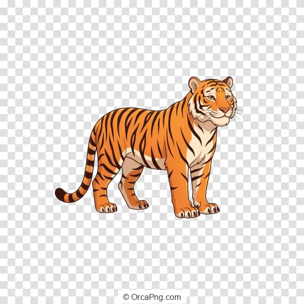 Vibrant Striped Tiger Illustration