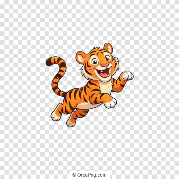 Energetic Striped Tiger Leap