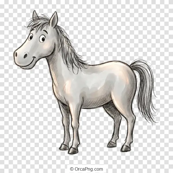 Friendly Gray Cartoon Horse