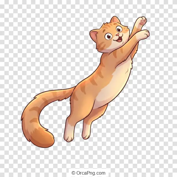 Playful Cartoon Cat Reaching Up