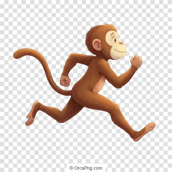Energetic Cartoon Monkey Sprinting