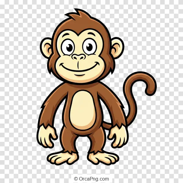 Happy Brown Cartoon Monkey