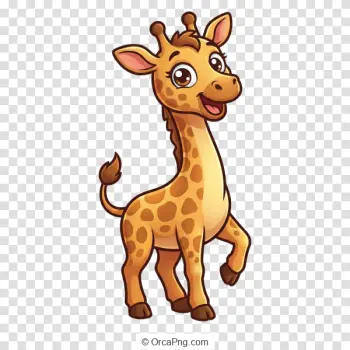 Cheerful Cartoon Baby Giraffe