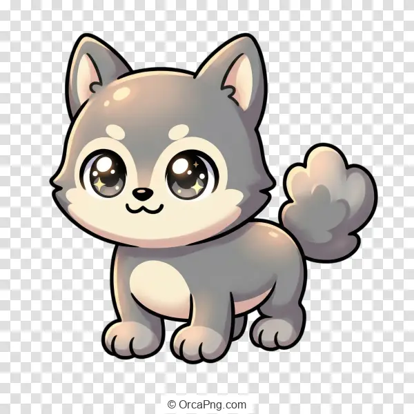 Charming Chibi Gray Wolf Pup