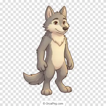 Friendly Gray Wolf Character
