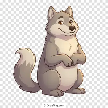 Friendly Upright Cartoon Wolf