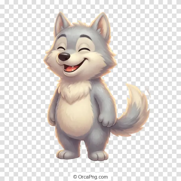 Joyful Cartoon Wolf