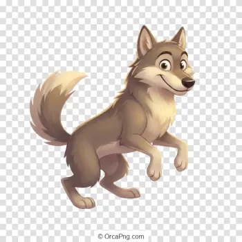 Playful Cartoon Wolf