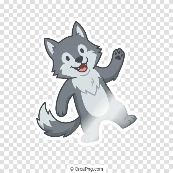 Friendly Waving Wolf Sticker