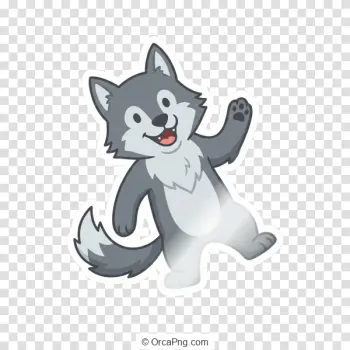 Friendly Waving Wolf Sticker