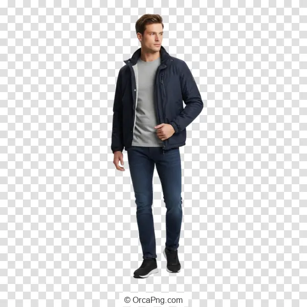 Man in Casual Layered Outfit
