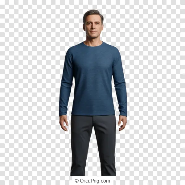 Man in Casual Long-Sleeve Shirt and Trousers