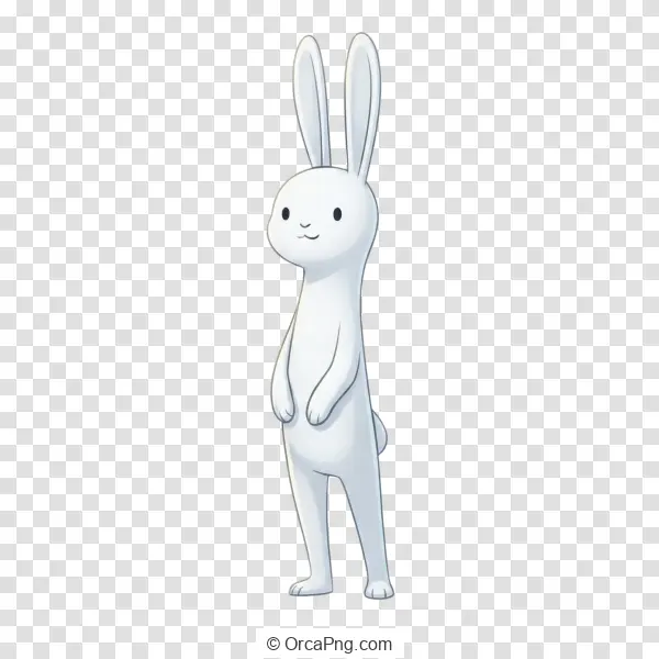 Charming Upright White Rabbit Cartoon